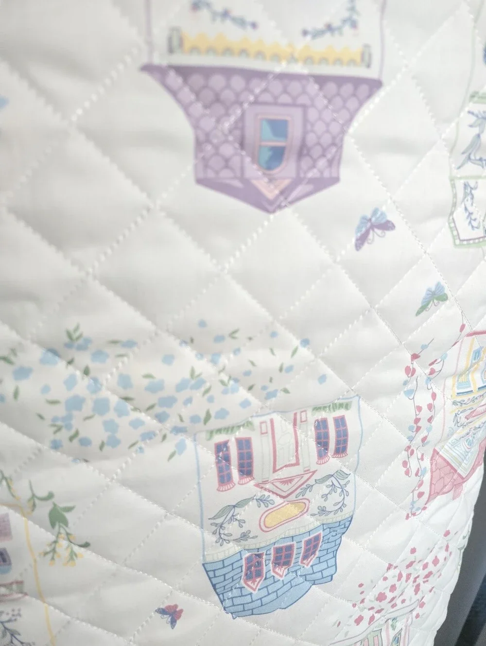 Lenox Pastel Multi House Motif Reversible Quilt